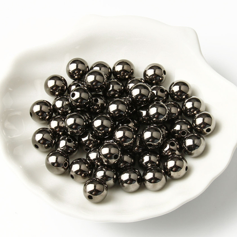 500 pièces perles en métal lisse boule entretoise perles pour la fabrication de bijoux 3 4 5 6 8 10 12mm noir CCB perle bijoux résultats ► Photo 1/6