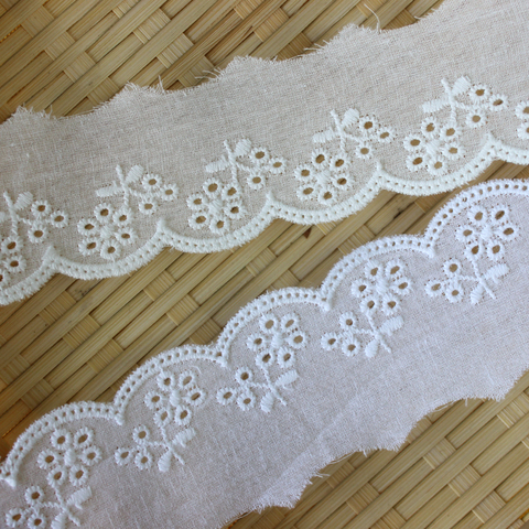 Parures en dentelle de coton blanche, 5 yards/4cm de largeur, ruban pour robe, tissu Applique, couture bricolage-même ► Photo 1/4