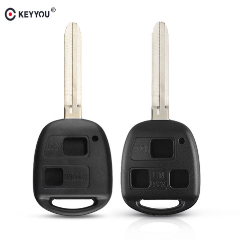 KEYYOU-coque de clé télécommande 2/3 BTN, pour Toyota Yaris Prado Tarago, Camry Corolla TOY43, lame avec boutons en caoutchouc ► Photo 1/6