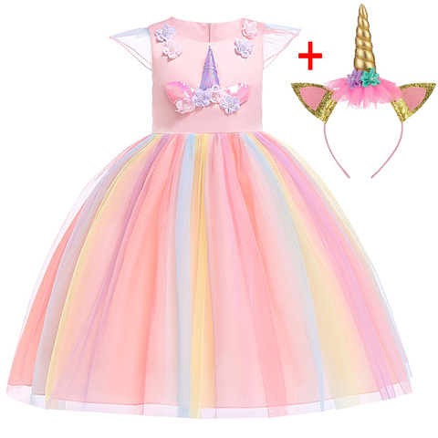 Robe de princesse licorne pour filles de 4 à 10 ans, tenue de bal, de carnaval, Cosplay, pour enfants, 2022 ► Photo 1/4