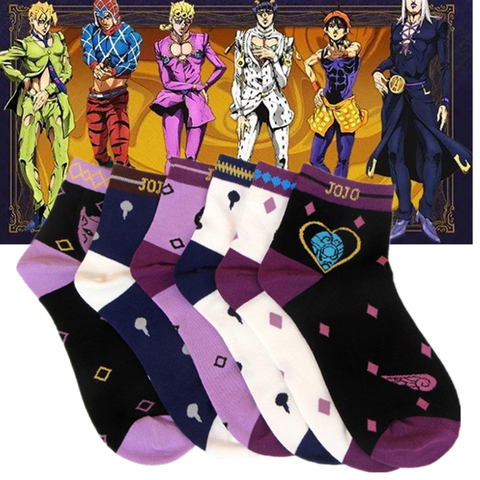 Aventure Bizarre de l'anime JoJo Bruno Bucciarati Kira chaussettes de dessin animé broder chaussettes de cheville chaussettes créatives ► Photo 1/6