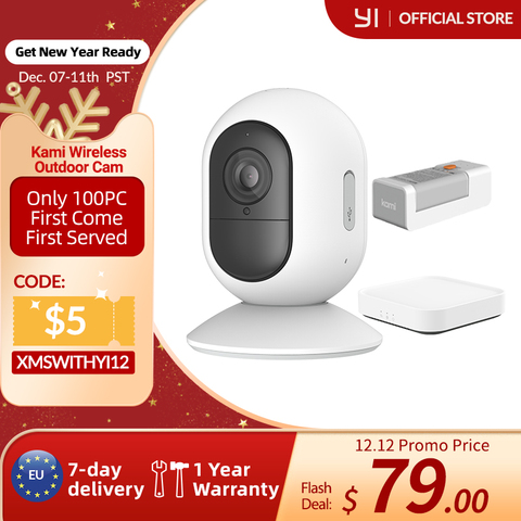 Kami caméra de sécurité blanc intérieur/extérieur sans fil 1080p système de sécurité à domicile Kit de compatibilité, avec batterie Rechargeable ► Photo 1/6