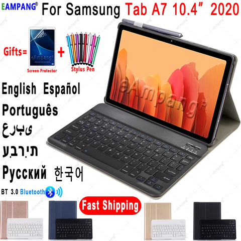 Coque pour Samsung Galaxy Tab A7 10.4 2022 coque clavier SM-T500 housse de SM-T505 russe espagnol anglais Bluetooth clavier Funda ► Photo 1/6