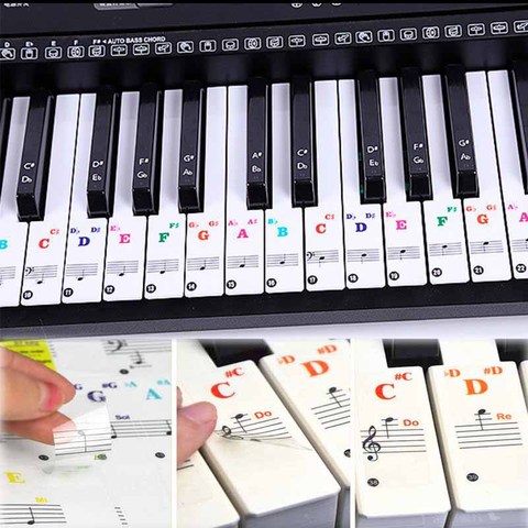 Piano clavier autocollants coloré Transparent pour Piano touches autocollants pour 88/61/54/49/37 ensemble complet autocollants Piano spectre autocollant ► Photo 1/6