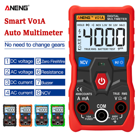 ANEG V01A multimètre numérique automatique True-RMS intelligent NCV 4000 compte courant alternatif/courant continu Ohm outil de Test ► Photo 1/6