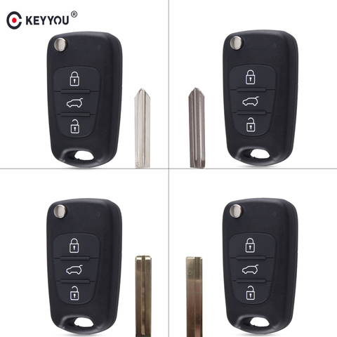 KEYYOU-clé télécommande à 3 boutons, coque rabattable pour voiture HYUNDAI I30, IX35, Avante, Kia K2, K5, Sportage, Picanto, Rio, Cerato, Ceed, Soul ► Photo 1/5