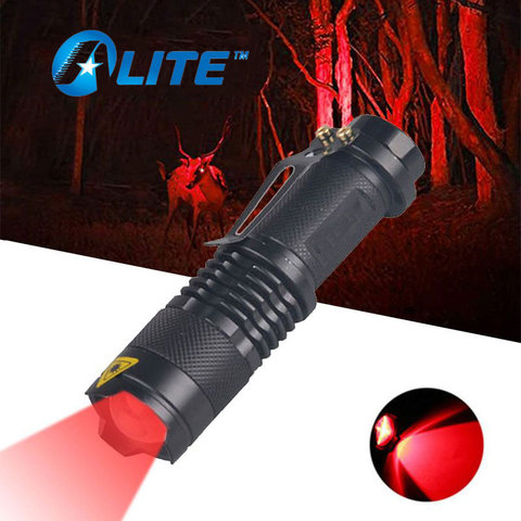 Mini lampe de poche rouge avec zoom réglable SK68, lampe de poche rouge de chasse, avec zoom, pour le détecteur de caméra d'hôtel ► Photo 1/6