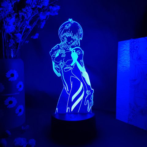 Anime EVA Figure Ayanami Rei Manga Art Décoration de la Lampe De 3D Veilleuse LED L'ÉCLAIRAGE Vers Le Haut Chevet Décor Otaku Cadeau D'anniversaire ► Photo 1/6