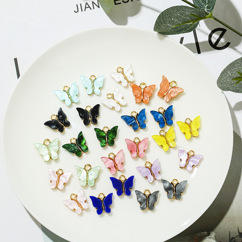 Lot de 10 breloques en forme de papillon, en alliage multicolore, en acrylique, joli pendentif Animal, bijoux faits à la main pour Bracelet et collier ► Photo 1/6