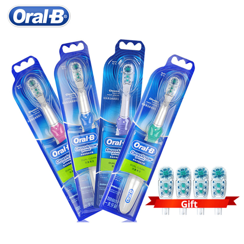 Brosse à dents électrique à double Action, 4 pièces, double nettoyage, hygiène buccale, piles AA, têtes de rechange gratuites ► Photo 1/6