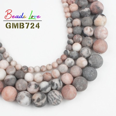 Pierre de jaspe de zèbre rose polie, grosses perles rondes naturelles, 4/6/8/10mm, pour la fabrication de bijoux, collier Bracelet à bricoler soi-même 15 pouces ► Photo 1/6