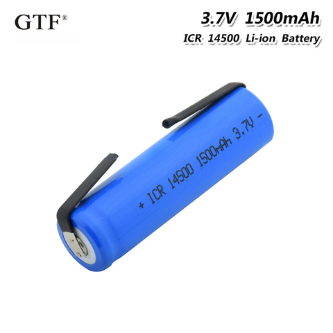 1 pièces 3.7V ICR 14500 1500mAh Lithium Li Ion Batteries rechargeables pour torche lampe de poche Microphone Radio Gamepad phare ► Photo 1/6