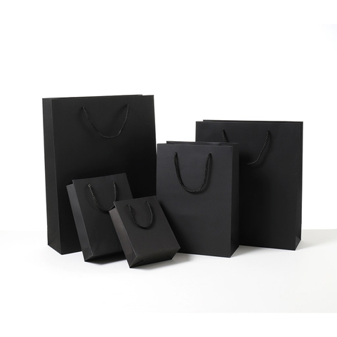Emballages de vêtements en papier carton noir, sac cadeau pour fête d'anniversaire et de noël, sac cadeau, diverses tailles 40x10x30cm ► Photo 1/6