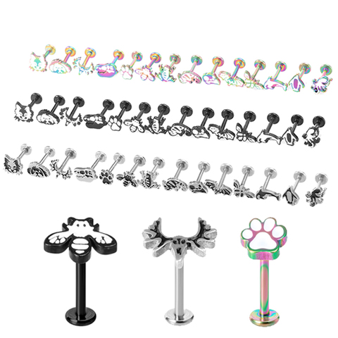 1PC Animal Labret lèvre goujon Piercing anneau barre oreille Cartilage boucle d'oreille intérieurement fileté Tragus Helix Monroe Punk bijoux de corps 16G ► Photo 1/6