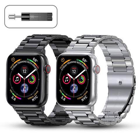 Bracelet en métal pour Bracelet de montre Apple 44mm 42mm 40mm 38mm Bracelet en acier inoxydable pour pour iWatch 6 SE 5 4 3 2 1 série accessoires ► Photo 1/6