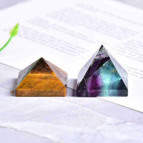 Pierre naturelle en Quartz pyramide en Fluorite, pierre de guérison Chakra Reiki, cristal de tigre Wye Point, artisanat de décoration pour la maison de pierres précieuses 1 pièce ► Photo 1/6