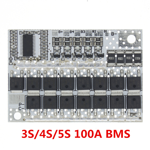 Circuit de Protection de la batterie au Lithium, carte de charge d'équilibre li-polymère, Bms 3S 4s 5s 12v 18V 21V 100a Lmo ternaire ► Photo 1/6