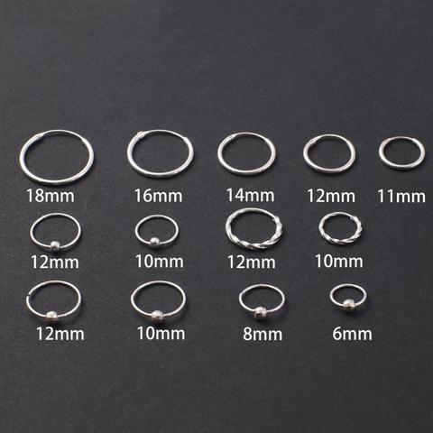 Sterling – boucles d'oreilles pour hommes et femmes, cercle rond de 6 à 18mm ► Photo 1/6