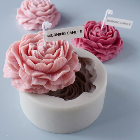 Moule à bougie d'aromathérapie en silicone, grande pivoine, modèle de savon fait à la main, en plâtre ► Photo 1/5