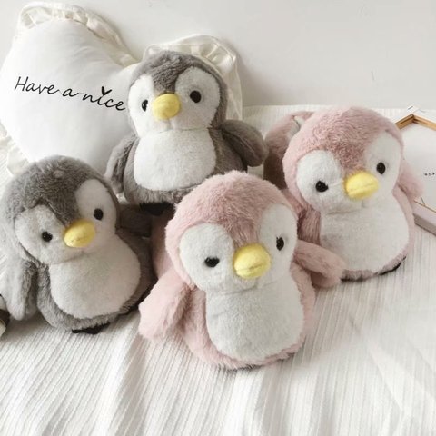 Dessin animé pingouin pantoufles hiver chaud doux en peluche maison chaussures en peluche cadeau à la maison chaussures ► Photo 1/6