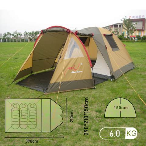 Tente touristique 3-4 places double couche avec 2 entrées tente de camping pour la randonnée ► Photo 1/4