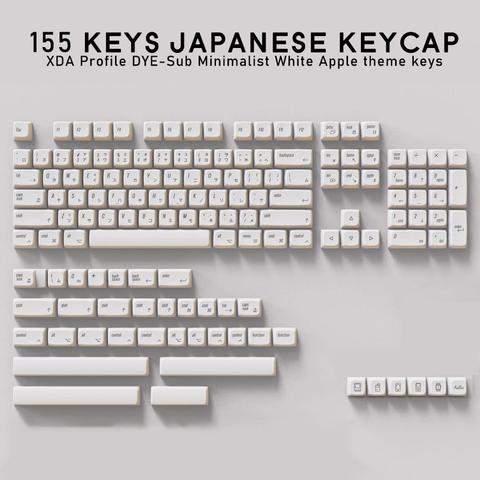 155 touches XDA profil colorant-Sub japonais PBT Keycap minimaliste blanc thème Style minimaliste adapté pour clavier mécanique ► Photo 1/5