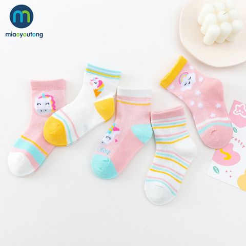 5 paires/lot licorne respirant bébé garçon chaussettes été maille mince bébé chaussettes pour filles coton chaussettes pour enfants enfants Miaoyoutong ► Photo 1/6