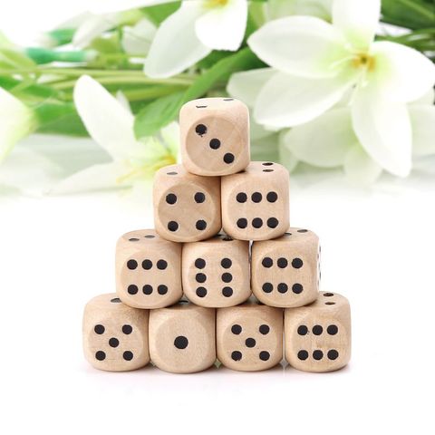 10 pièces 6 côtés bois dés Point Cubes rond coin fête enfant jouets jeu 14*14*14mm dés jouets Multi côtés dés pour adultes jeu de société ► Photo 1/6