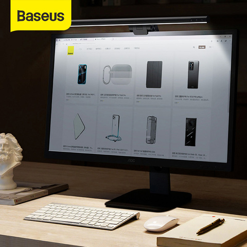 Baseus Stepless gradation oeil-soin LED lampe de bureau pour ordinateur PC moniteur écran suspension lumière LED lecture USB alimenté lampe ► Photo 1/6