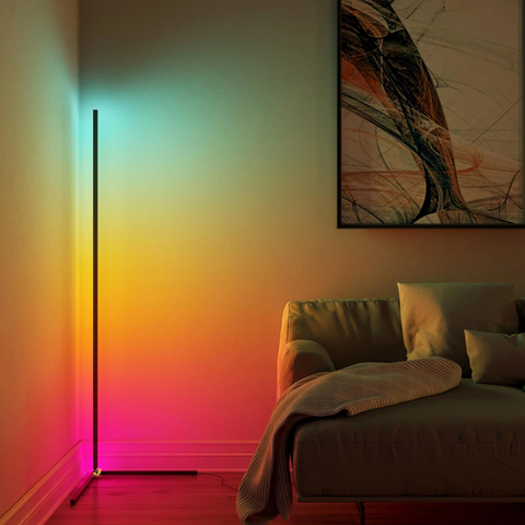 Lampe colorée, angle lampadaire LED, design nordique, autoportante, luminaire d'ambiance, luminaire d'intérieur, idéal pour une chambre à coucher, un Club, une chambre à coucher, lumière de plancher LED ► Photo 1/6