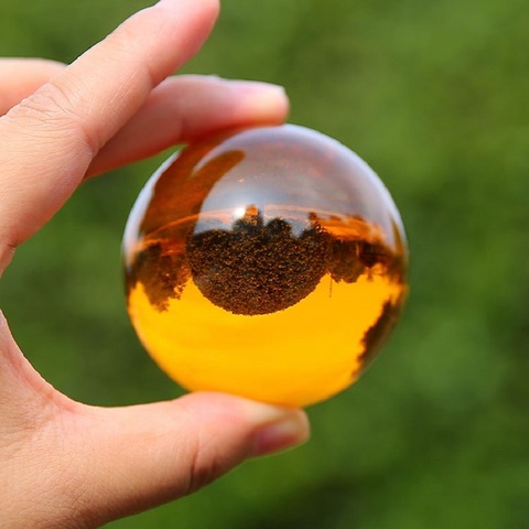 Boule de cristal d'ambre 30mm – 100mm, sphère d'obsidienne Rare asiatique, pierre de guérison, décoration Feng Shui ► Photo 1/2
