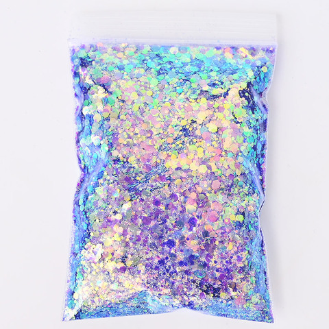 50 g/sac holographique mixte hexagone forme gros ongles paillettes paillettes paillettes paillettes tranches manucure corps/oeil/visage paillettes TCF2335 ► Photo 1/6