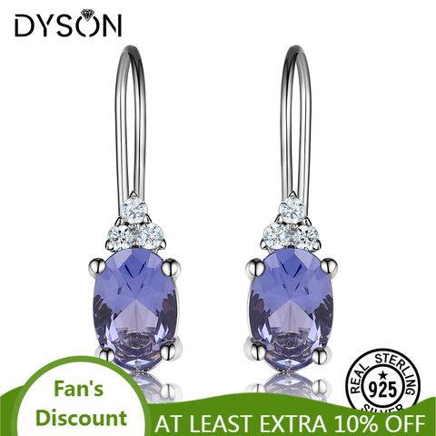 Dyson 925 boucles d'oreilles en argent Sterling Nano pierre gemme Tanzanite bleu Topa délicate boucles d'oreilles pour femmes cadeaux classique bijoux fins ► Photo 1/6