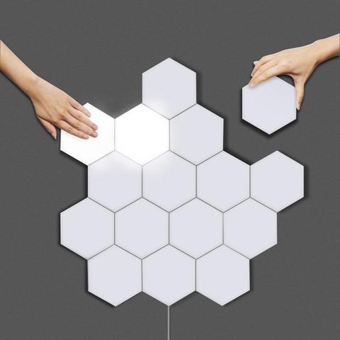 Lampe quantique LED panneaux magnétiques hexagonaux, éclairage modulaire, capteur tactile, panneau décoratif créatif, bricolage, led ► Photo 1/6