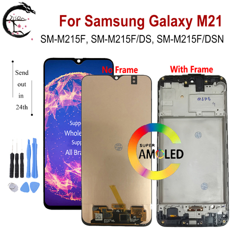 Super AMOLED LCD avec cadre pour SAMSUNG Galaxy M21 2022 LCD M215 affichage SM-M215F/DS LCD écran tactile capteur numériseur assemblée ► Photo 1/6