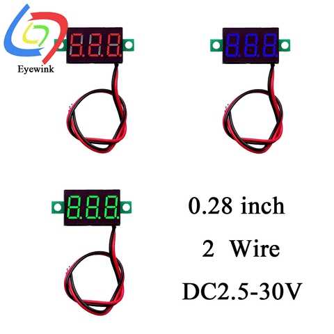 0.28 pouces DC 12V Mini LCD voltmètre numérique tension mètre panneau Volt testeur détecteur moniteur 2 fils rouge vert bleu LED ► Photo 1/4