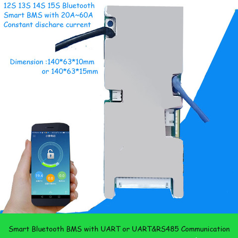 13S ou 14S li ion Smart BMS pour batterie 48V 54.6V ou 58.8V avec fonction Bluetooth UART ou RS485 à 20A 30A 40A 60A courant ► Photo 1/3