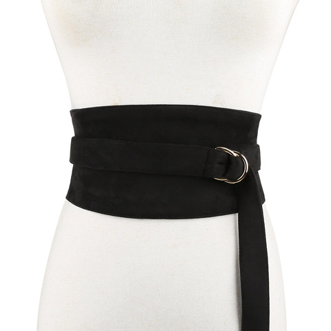 Ceinture en velours pour femmes, longueur Simple, douce, décoration de la taille, flanelle, large, nouée, noire, 195cm ► Photo 1/6