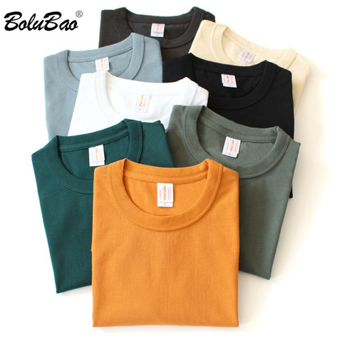 BOLUBAO – T-shirt à manches courtes pour homme, en coton, col rond, couleur unie, élégant, à la mode ► Photo 1/6