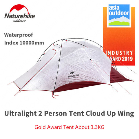 Naturetrekking nouvelle arrivée nuage vers le haut aile Cuben fibre 2 personnes Camping tente ultraléger 15D ProfssIonal asie extérieur or récompense tente NH ► Photo 1/6