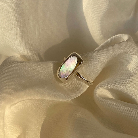 Silvology – bague carrée en argent Sterling 925, coquille naturelle, bague de luxe pour femmes, élégante, tempérament léger, bijoux minimalistes, 925 ► Photo 1/6