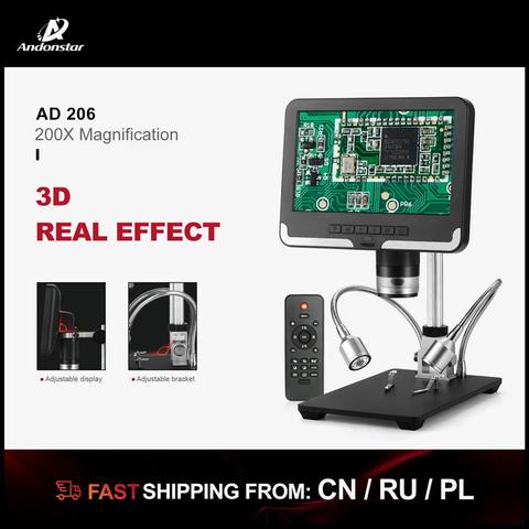 Andonstar – Microscope numérique LCD AD206 avec écran de 7 pouces, outil de soudage pour la réparation des téléphones PCB, loupe de Maintenance industrielle ► Photo 1/6