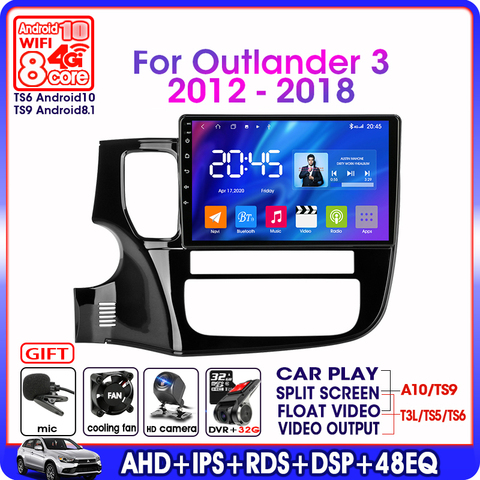 Autoradio pour Mitsubishi Outlander 3 A11-Android – 10.0, lecteur multimédia vidéo, GPS, WIFI, 4G, 8 cœurs, DSP, RDS, 48EQ, 6 go + 2012 go, 2022, 128 ► Photo 1/6