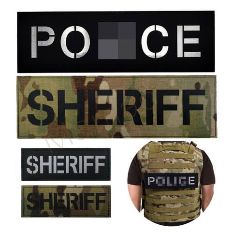 Camouflage surdimensionné noir IR réfléchissant Police shérif Patch tactique combat esprit attache crochet et boucle patchs ► Photo 1/6