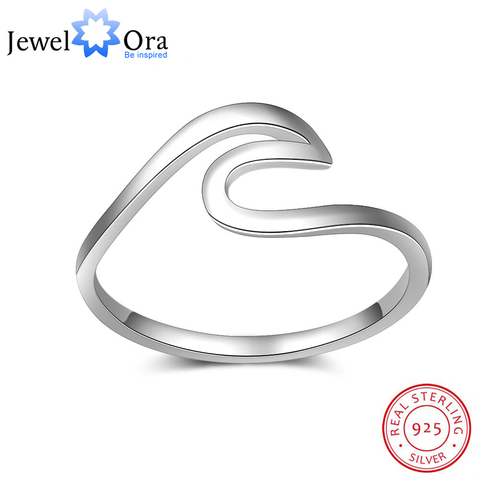 925 argent Sterling océan vague anneaux pour les femmes Simple femelle bague de doigt de mariage bandes de mode bijoux (bijouora RI102802) ► Photo 1/6