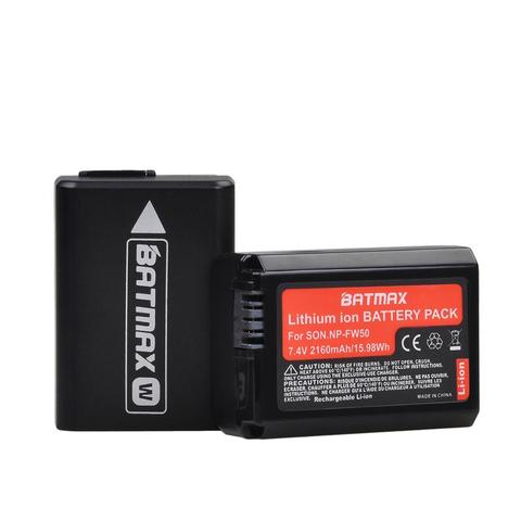 Batterie Batmax NPFW50, 2160mAh, NP-FW50, pour Sony Alpha a6500 a6400 a6300 a7 7R a7R a7R II a7II, NEX-3, NEX-3N, NEX-5 ► Photo 1/6