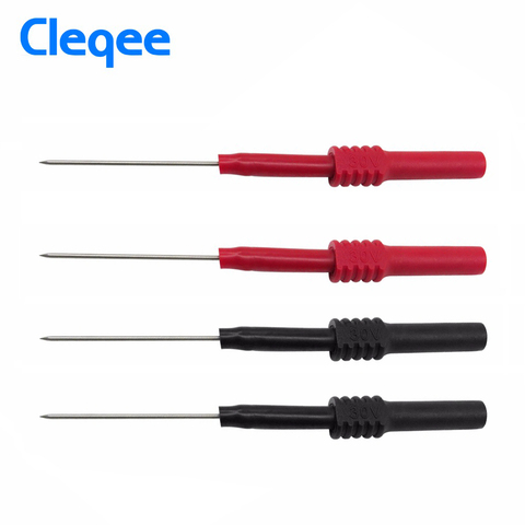 Cleqee – sondes de Test multimètre P5009 4 pièces/ensemble, PVC souple isolant, aiguille de perçage Non destructif rouge/noir ► Photo 1/4