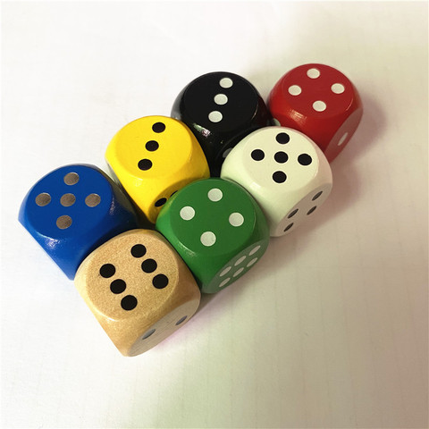 5 pièces/ensemble 20mm points en bois Cubes coin rond jeu de dés 6 côtés coloré Point dés jeu de société accessoire ► Photo 1/6