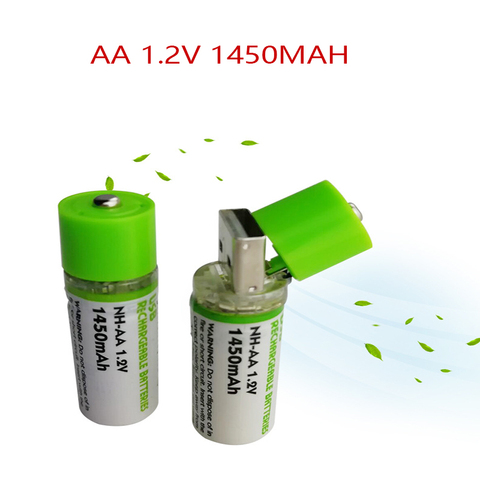 Nouvelle batterie AA Nimh AA 1.2V 1450MAH batterie Rechargeable NI-MH USB AA 1450MAH pour télécommande, rasoir, utilisation radio ► Photo 1/4