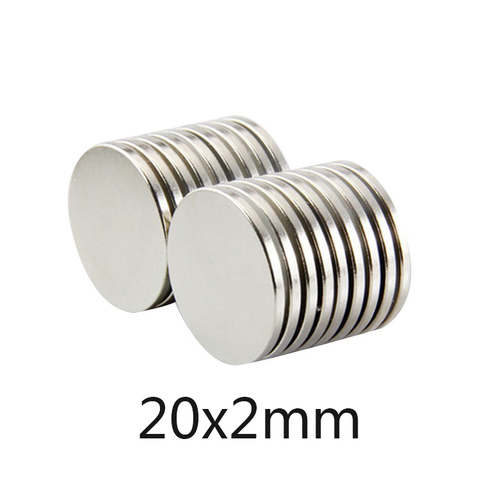 Aimant surpuissant rond 20x2mm en néodyme, lot de 10/20/30 aimants permanents ► Photo 1/4